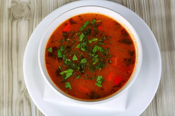 Russian traditional cabbage soup - Borscht — Stock Photo, Image