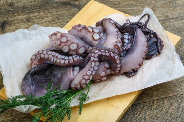 Ahşap üzerine Ham ahtapot