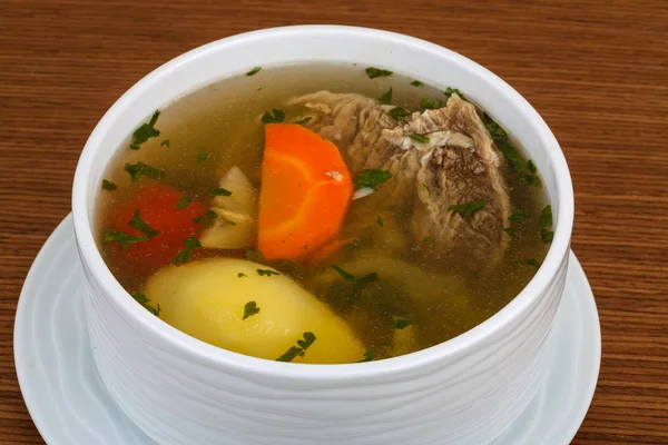 Beef soup with vegetables — Stock Photo, Image