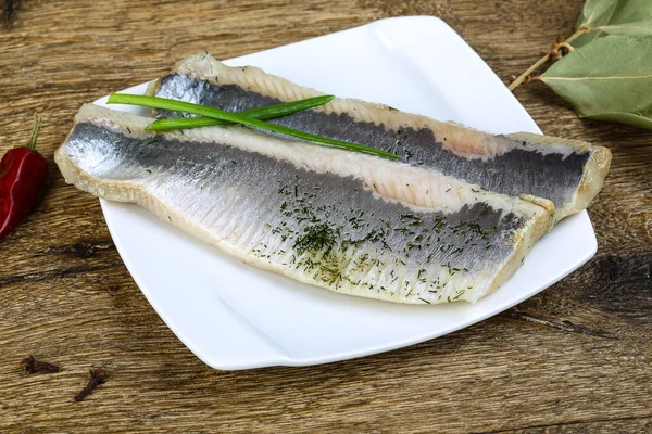 Herring fillet with dill — Stock Photo, Image