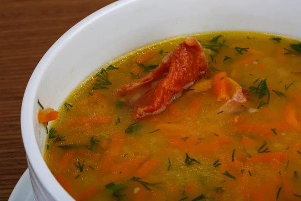 Deliciosa sopa de ervilha com costelas — Fotografia de Stock