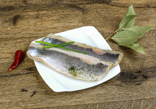 Herring fillet with dill — Stock Photo, Image