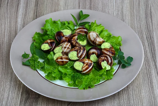 Francouzská kuchyně Escargot — Stock fotografie