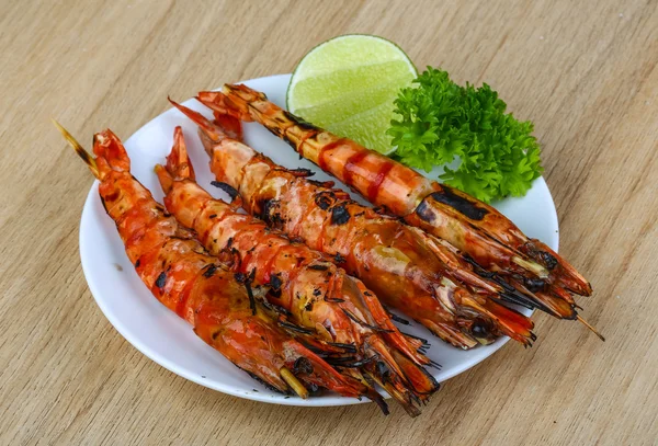 Grilled king prawns — Stock Photo, Image