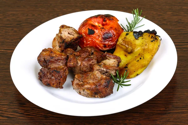 Mięso wieprzowe z grilla - shaslik — Zdjęcie stockowe