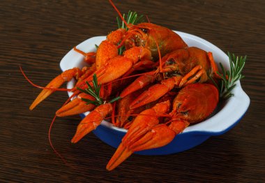 Boiled Crayfish with rosemary clipart