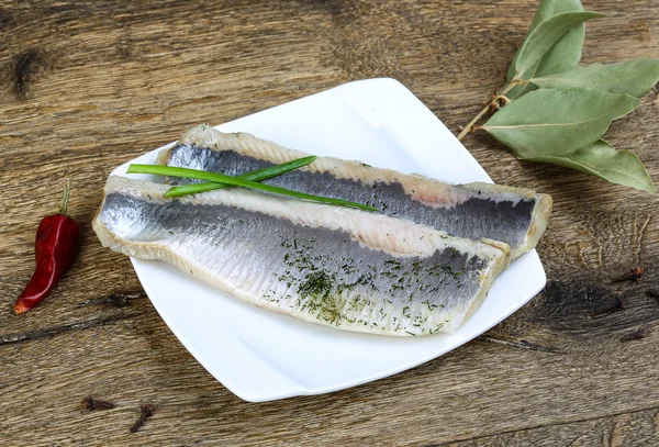 Herring fillet with dill — Stock Photo, Image