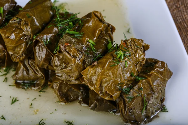 Minced meat in grape leaves — Stock Photo, Image
