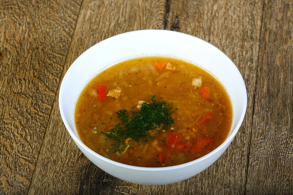 Chicken soup with dill — Stock Photo, Image