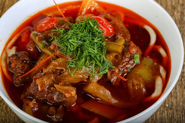 Delicious Uzbek noodle soup — Stock Image Delicious Uzbek noodle soup Stock Image
