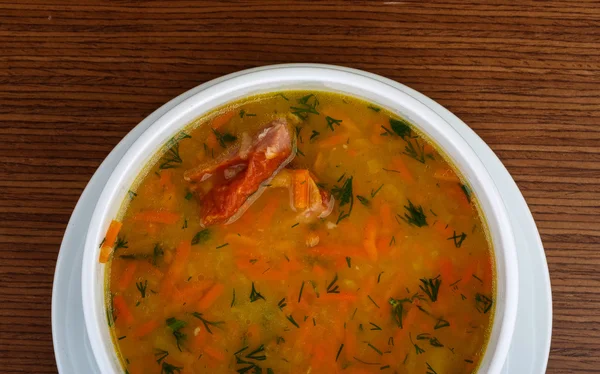 Pea soup with ribs — Stock Photo, Image