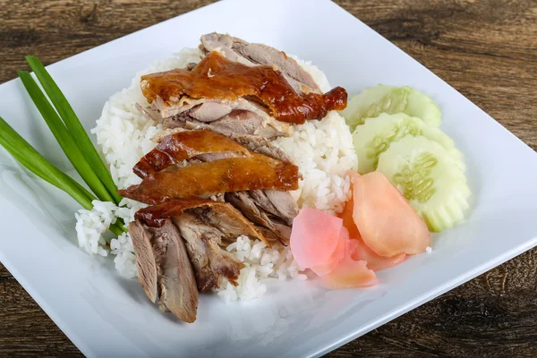 Roasted duck with rice — Stock Photo, Image
