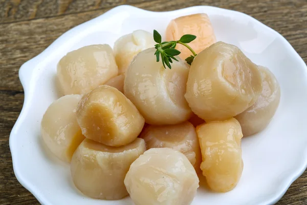 Raw scallops ready for cooking — Stock Photo, Image