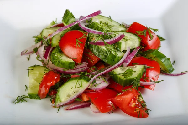 Salada - tomate, cebola e pepino — Fotografia de Stock