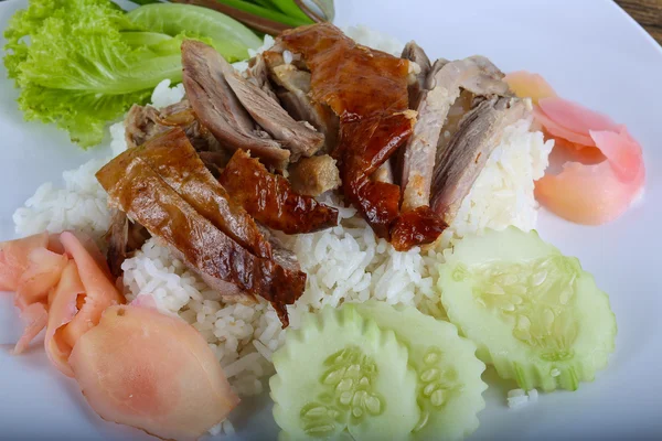 Roasted duck with rice — Stock Photo, Image