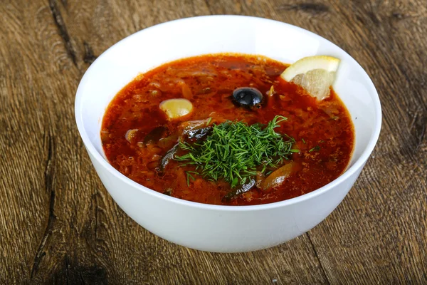 Deliciosa sopa Solyanka — Foto de Stock