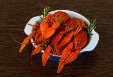 Boiled Crayfish with rosemary clipart