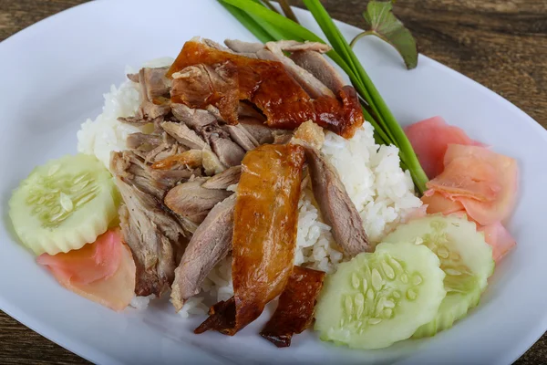 Roasted duck breast with rice — Stock Photo, Image