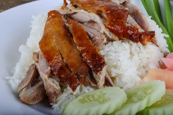 Pato assado com arroz — Fotografia de Stock