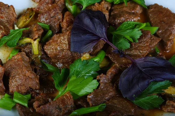 Leckeres Rührfleisch braten — Stockfoto