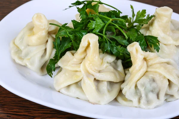 Kaukasische grote bollen Khinkali — Stockfoto