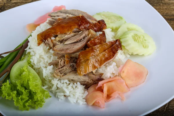 Roasred kaczka z ryżem — Zdjęcie stockowe