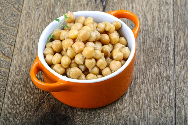 Canned chickpeas in the bowl