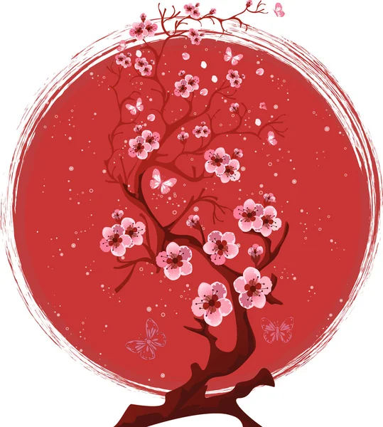 Sakura blossom tree. Vector — Stock Vector