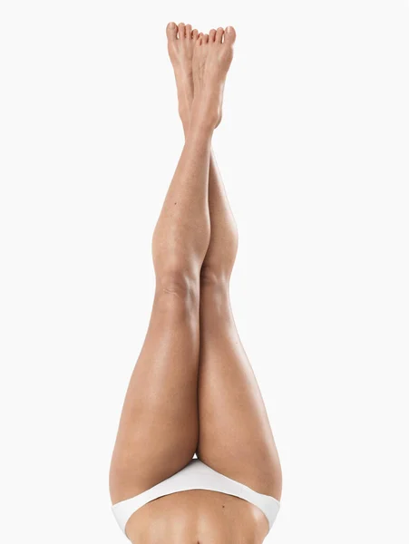 Gambe Femminili Spa Concetto Bellezza Sfondo Bianco Cura Dei Piedi — Foto Stock