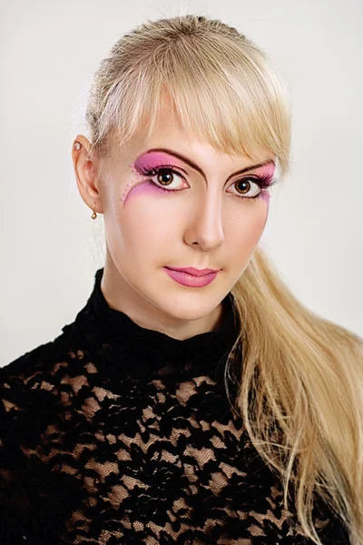 Close-up shot. Creative make-up of fashion lady — Stock Photo, Image