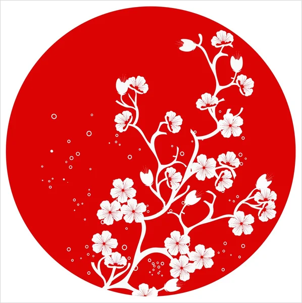 Moderno japonés cerezo flor plantilla vector . — Archivo Imágenes Vectoriales