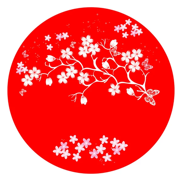 Moderno japonés cerezo flor plantilla vector . — Vector de stock