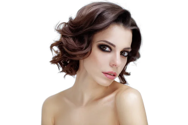 Portrait of attractive caucasian woman brunette. Perfect skin — Stock Photo, Image