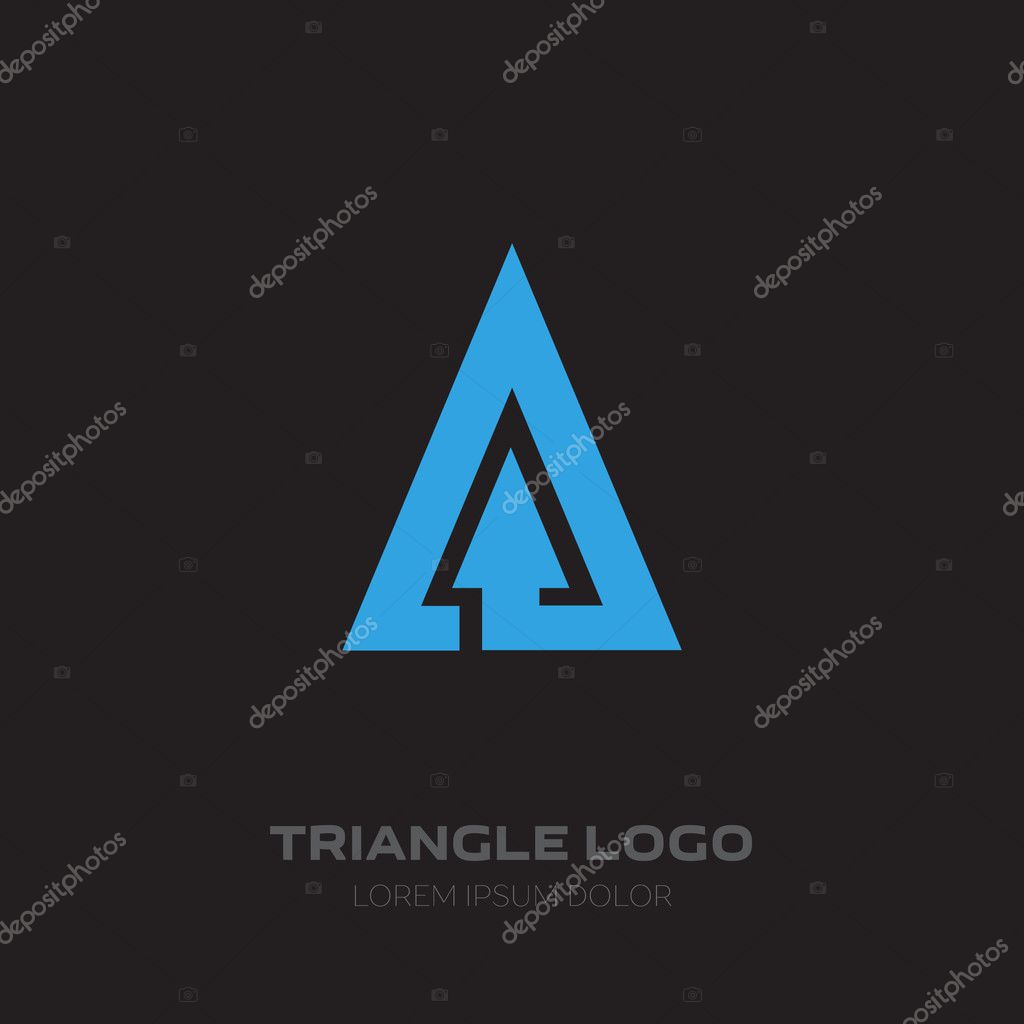Triangular Business logo with arrow. Vector design element with arrow