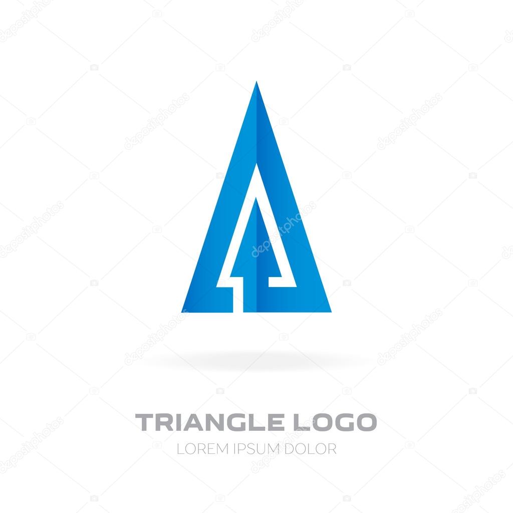 Triangular Business logo with arrow. Vector design element with arrow.