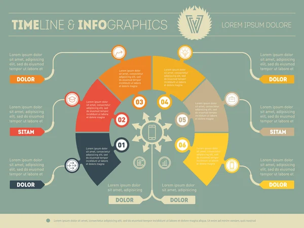 Infographie d'entreprise avec six options — Image vectorielle