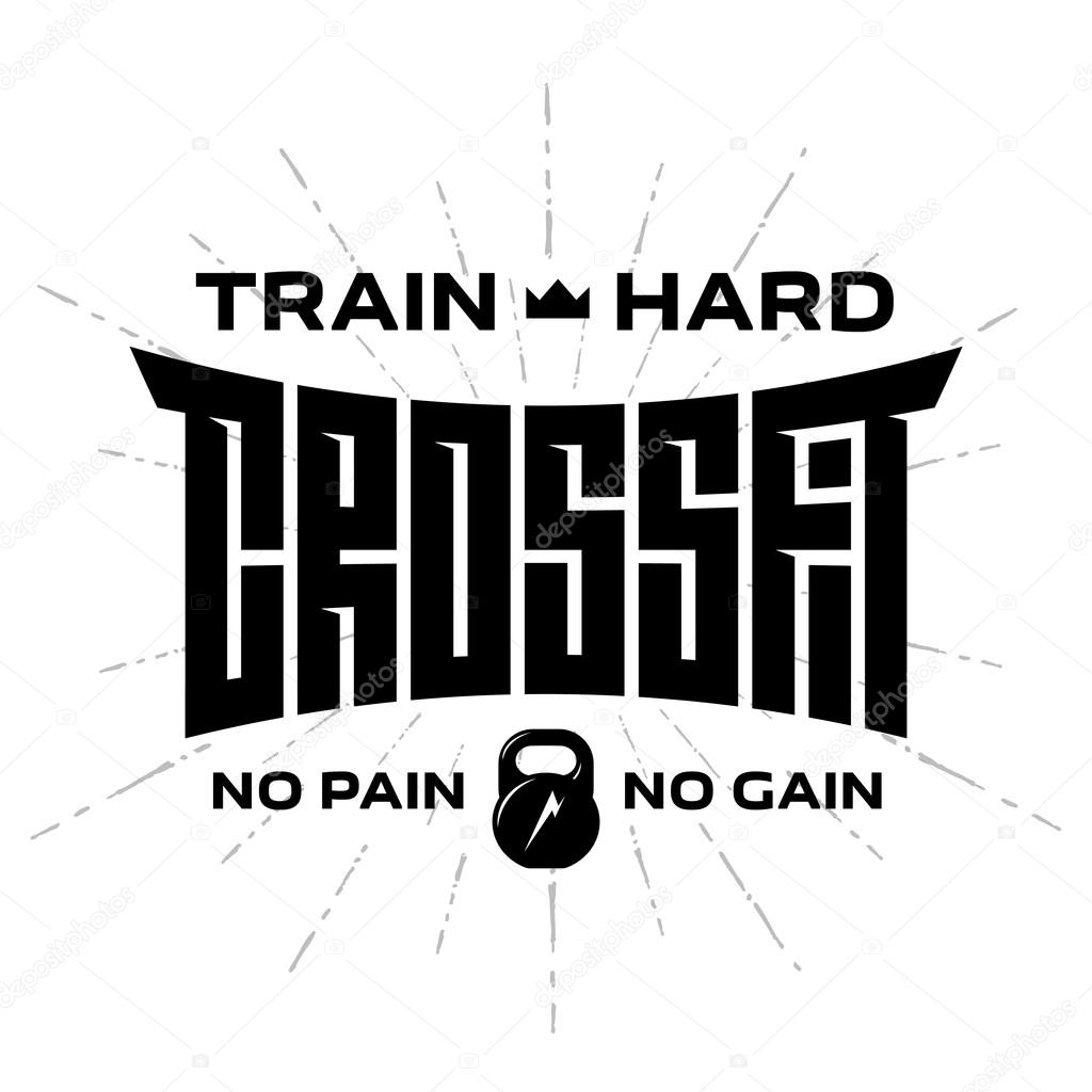 Crossfit original lettering. Vector print for t-shirt or gym interior with kettlebell and crown