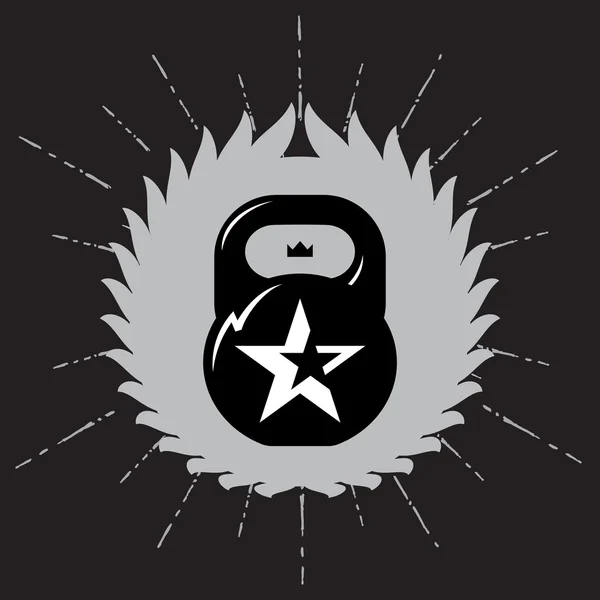 Kettlebell negro con estrella — Archivo Imágenes Vectoriales