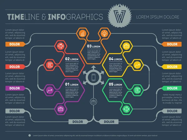 Infographie de la technologie ou du processus éducatif — Image vectorielle