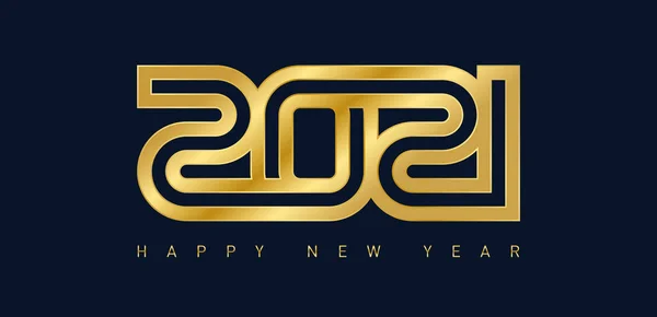ナイトパーティーのポスターテンプレート2021 水平方向のバナー 新年のパーティーへの招待 オリジナルの金の碑文とカレンダーの近代的なカバー 2021 明けましておめでとうございます — ストックベクタ