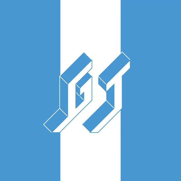 Código Internacional Letras Dominio Nacional Guatemala Monograma Logotipo Isomtric Fuente — Archivo Imágenes Vectoriales