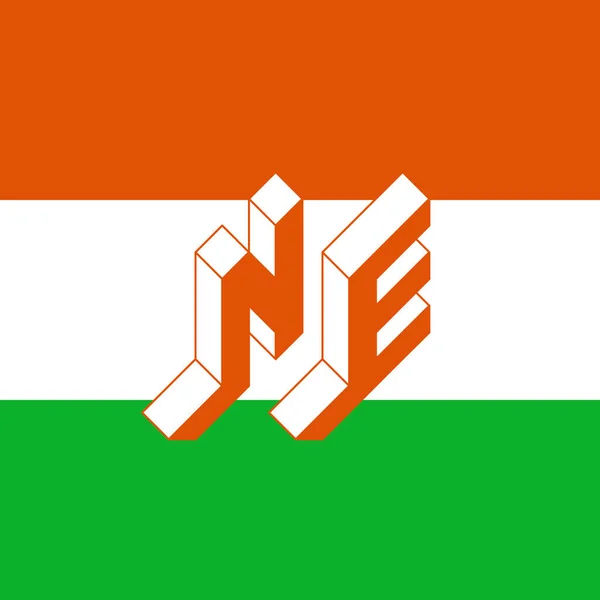 Mezinárodní Dvoupísmenný Kód Nebo Národní Doména Nigeru Monogram Nebo Logotyp — Stockový vektor