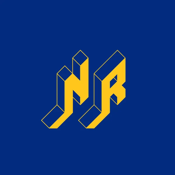 Internationale Tweelettercode Nationaal Domein Van Nauru Monogram Logotype Isometrische Lettertype — Stockvector