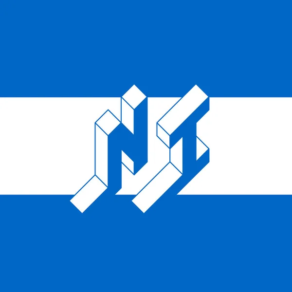 Código Internacional Letras Dominio Nacional Nicaragua Monograma Logotipo Isomtric Fuente — Archivo Imágenes Vectoriales