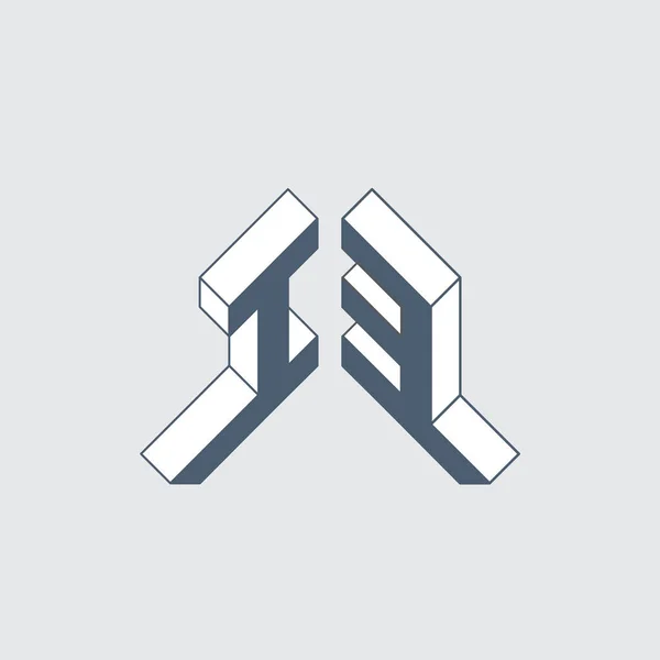 Изометрический Шрифт Дизайна Оригинальные Письма Номер Громкий Алфавит Монограмма Логотип — стоковый вектор