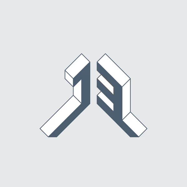 Изометрический Шрифт Дизайна Оригинальные Письма Джей Номер Громкий Алфавит Монограмма — стоковый вектор