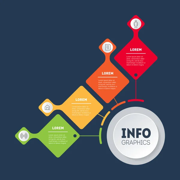 Business Presentation Concept Options Template Info Graphic Diagram Four Process — Stock Vector