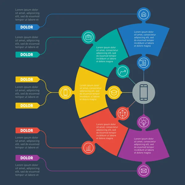 renkli bilgi grafikleri şeması, vektör illüstrasyonu