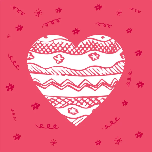 Открытка День Святого Валентина Векторный Плакат Сердцем Орнаментом — стоковый вектор