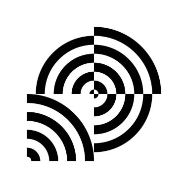 Modern poster, ofis dekorasyonu için uygun. Kahve evi ya da wi-fi bölgesi için resim posteri. Bozuk daireler, geometrik şekiller ve kavislerle soyut bir arkaplan. Vektör.